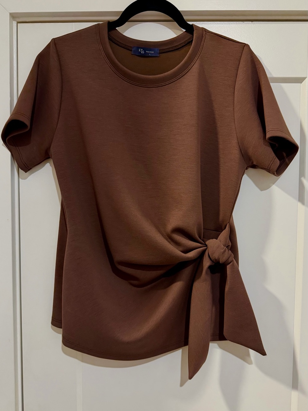 KLD Brown Tie-Waist Short Sleeve Top